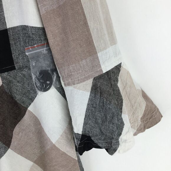 Ali Miles Linen Blend Button Up Tunic sz M Nova Check Plaid Ruffle Babydoll NEW - Picture 7 of 11